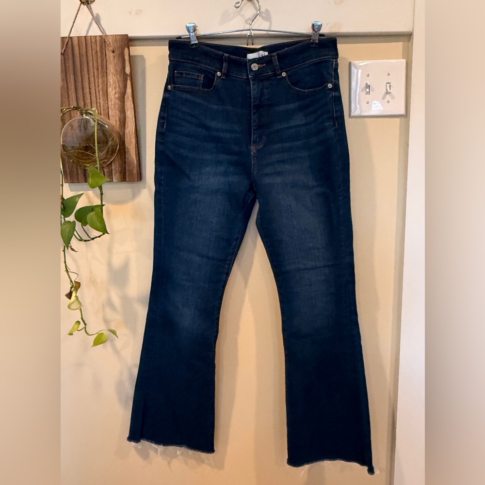 LOFT Dark Blue Slim Flare Jeans, size 8